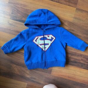 Superbaby DC Comics Superman Blue Full Zip Hoodie 12 Months 6Y3053 Ribbed Trim